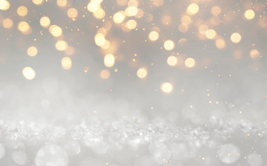 Christmas light background.  Holiday glowing backdrop. Defocused Background With Blinking Stars. Blurred Bokeh.