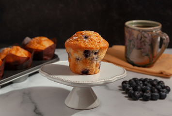 Blueberry muffin with coffee
