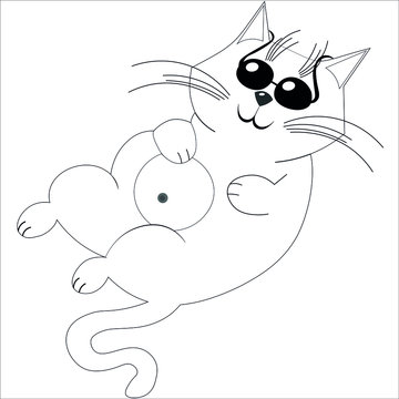 Outline of a plumpy cat in sunglasses 