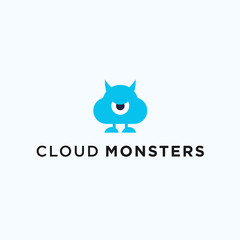 cloud monster logo. cloud icon