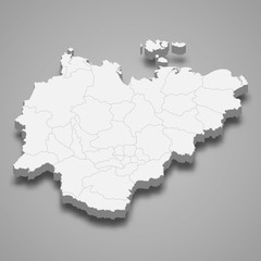Fototapeta premium Yakutia 3d map region of Russia Template for your design