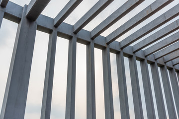 Naklejka premium Partial close-up of roof steel frame structure