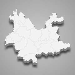 Obraz premium Yunnan 3d map province of China Template for your design