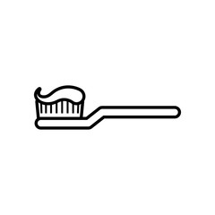 tooothbrush with toothpaste, line style