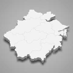 Zhejiang 3d map province of China Template for your design