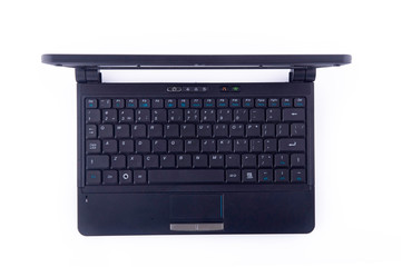 black laptop on white background