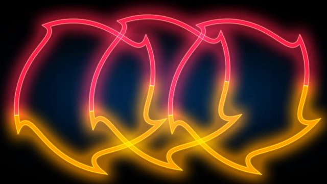 Tri-polygon shape with neon glowing lights and moving, the 80s inspired backdrop animation in UHD 4k.
