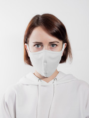 masked girl coronovirus on an isolated background