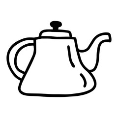 Doodle teapot, kettle. Simple hand drawn vector illustration.