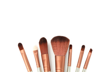 Makeup brushes isolated on white background. Female accessories