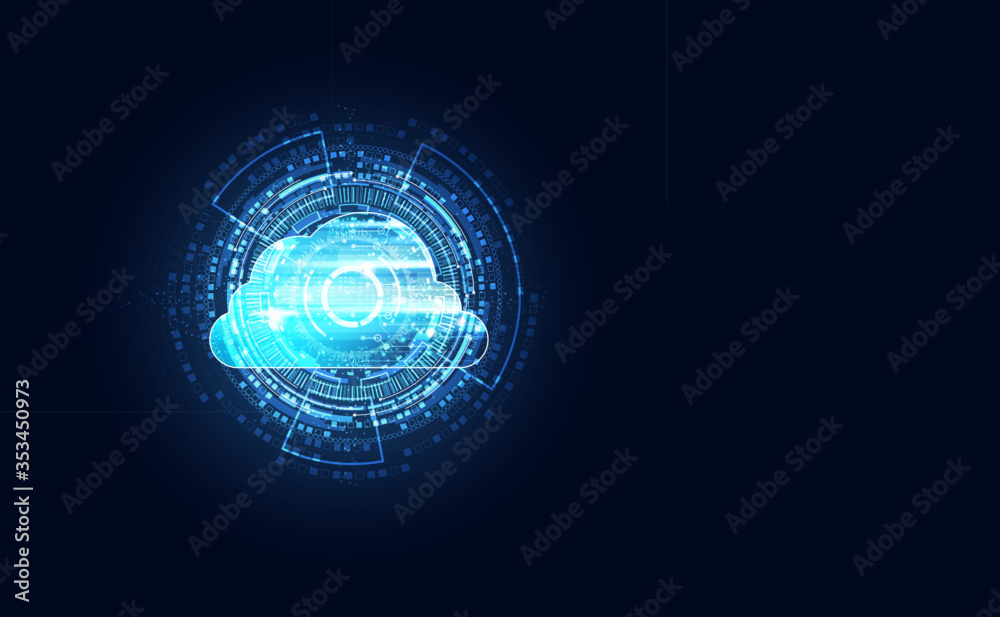Poster abstract cloud technology with big data and interface concept connection by collecting data in the c
