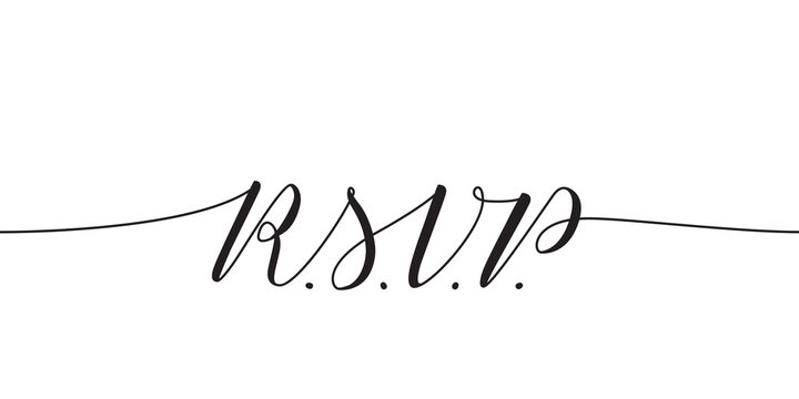 RSVP wedding vector card template. Isolated elegant modern calligraphy on white background. Great for wedding invitations, postcards.