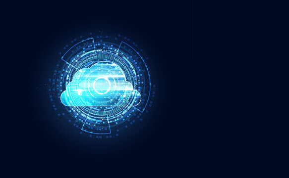 Abstract cloud technology with big data and interface concept Connection by collecting data in the cloud With large data storage systems on hi tech background.