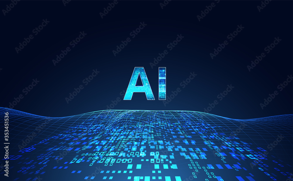 Poster abstract technology ai computing concept working data of artificial intelligence and futuristic digi