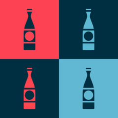 Pop art Beer bottle icon isolated on color background. Vector Illustration.