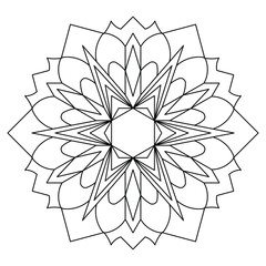 Abstract floral ornament in the form of a circle mandala for coloring. One of a series of decorative pattern for print, clothes, fabrics. Vector illustration the black lines on a white background