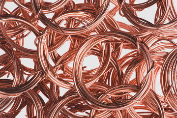 Copper wire scrap isolated on white background