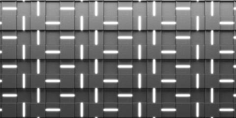 Grey concrete cubes with lights, modern futuristic background 3d render 3d illustration