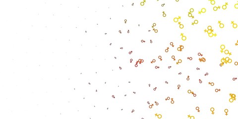 Light Red, Yellow vector template with businesswoman signs.