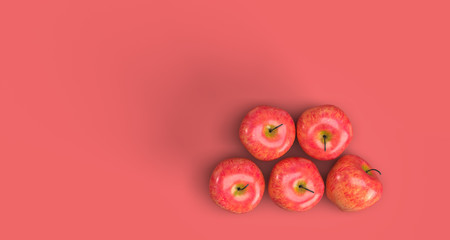 Juicy Apples with red background
