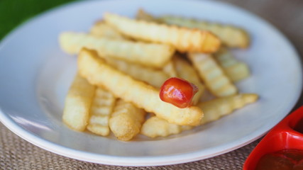 French fries with delicious chili sauce