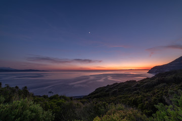 Night time seascape of the Mediterranean, Corsica