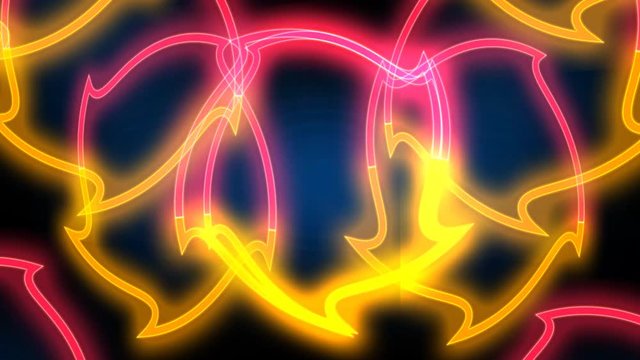 Tri-polygon shape with neon glowing lights and moving, the 80s inspired backdrop animation in UHD 4k.
