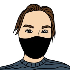 people in protective masks: boy in mask