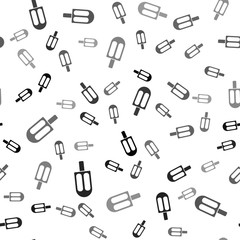 Fototapeta premium Black Ice cream icon isolated seamless pattern on white background. Sweet symbol. Vector Illustration.