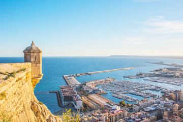 Santa Barbara Castle on Mount Benacantil above Alicante, Valencia, Spain - obrazy, fototapety, plakaty
