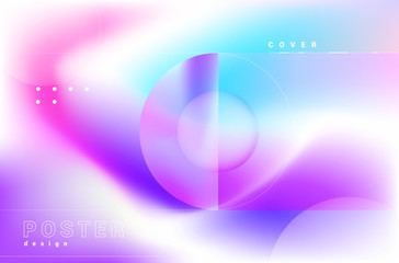 Geometric background flat layout template on purple gradient backdrop. Modern style future poster template.