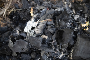 coal burning in the fireplace