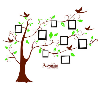 Vector illustration of beautiful family forever photo tree