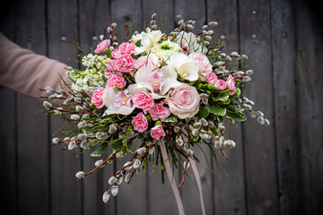Romantic bouquet for engagement wedding celebration floral event in flowershop