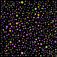 Confetti seamless pattern, holidays poster design template, colorful Christmas greeting background, loading page, vector illustration