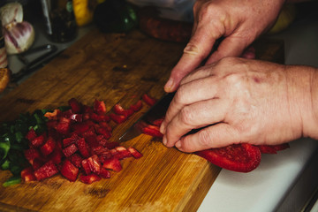 Woman Slicing pepper