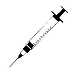 Fototapeta premium Syringe icon on white background. Isolated vector symbol medical syringe with needle in flat style.