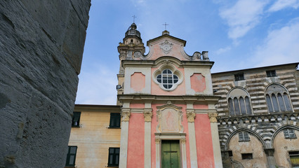 L'Oratorio di San Salvatore nel villaggio di San Salvatore a Cogorno, Genova, Liguria, Italia.