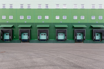 front view of the building of a logistics center or warehouse