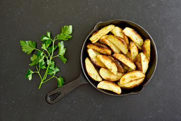 Fried potato wedges