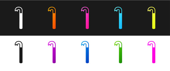 Set Crowbar icon isolated on black and white background. Vector Illustration.