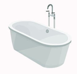 white acrylic bath on a white background vector