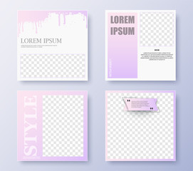 Set of Editable minimal square banner template. Pink background color with stripe line shape. Use for keynote presentation background, brochure design, website slider, landing page. Vector