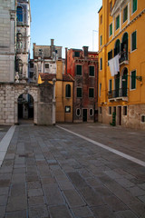 One of the Venetian squares, houses and stone slabs