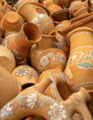 Traditional Ukrainian pottery with patterns and ornament