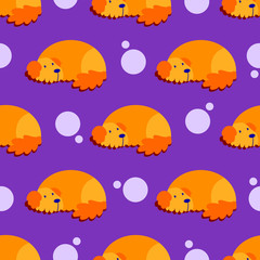Dog cartoon pattern - vector simple texture. Seamless pattern for textile, napkins, tablecloths, wrapping paper. Flat vector illustration.