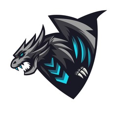Dragon mascot logo design vector with modern illustration concept style for badge, emblem and t shirt printing. Angry Dragon illustration for sport and e-sport team.