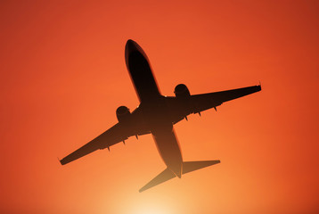 Fototapeta na wymiar Passenger Commercial Airplane During Take Off