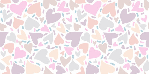 Seamless pattern of hearts on a white background. Love concept. Design for packaging, poster, fabric or cover. Vector illustration