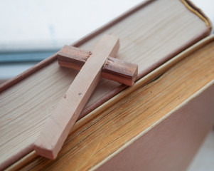 Wooden cross. World Prayer Day, International Prayer Day, Easter concept